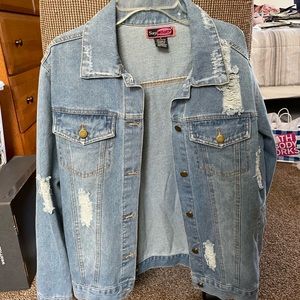 distressed jean jacket
